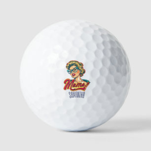 Personalized Retro  Mama Pop Art 2 Golf Balls