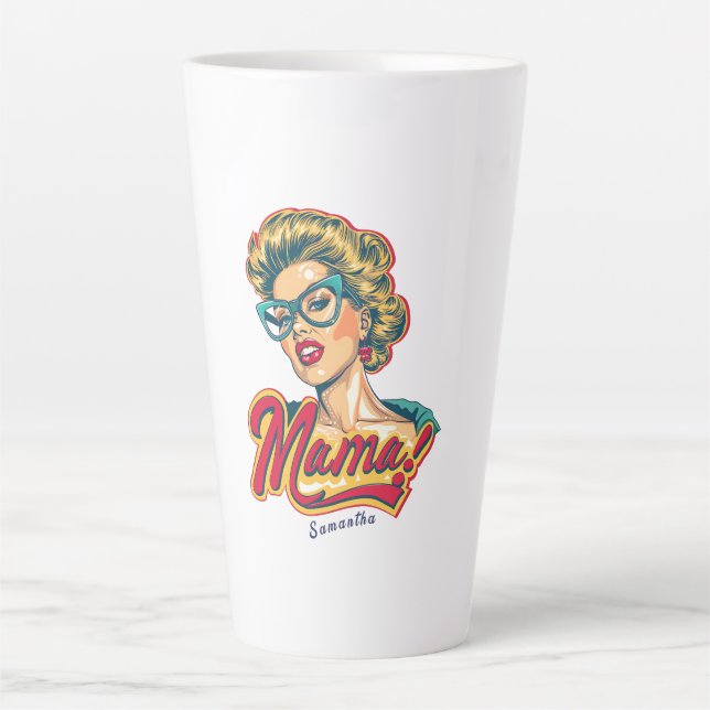 Personalized Retro  Mama Pop Art 2 Latte Mug (Front)