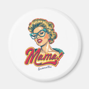 Personalized Retro Mama Pop Art 2 Magnet