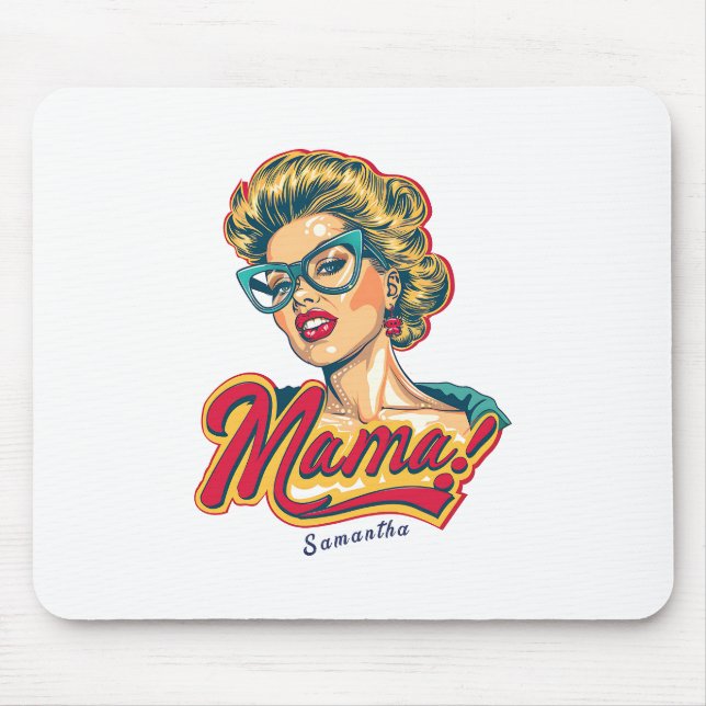 Personalized Retro  Mama Pop Art 2 Mouse Pad (Front)