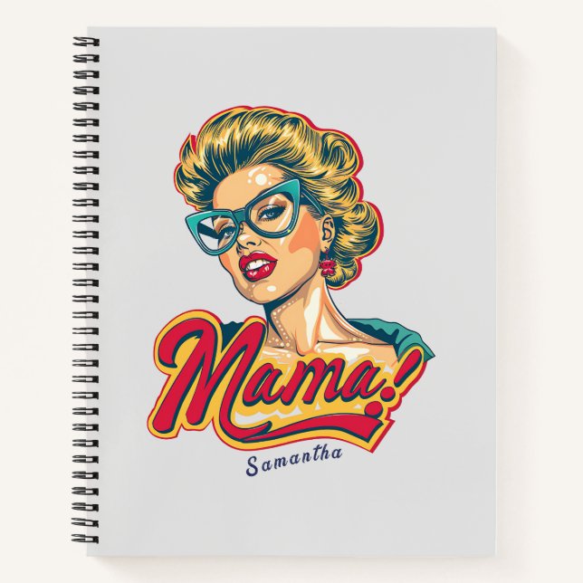 Personalized Retro  Mama Pop Art 2 Notebook (Front)
