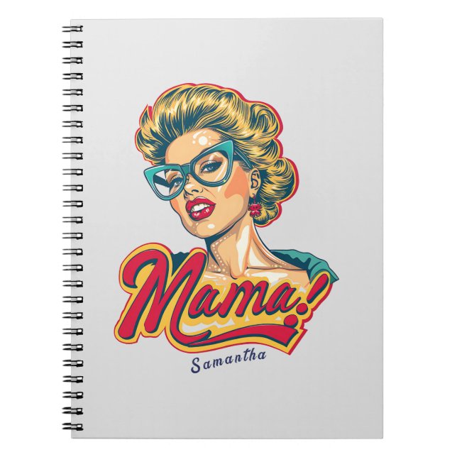 Personalized Retro  Mama Pop Art 2 Notebook (Front)