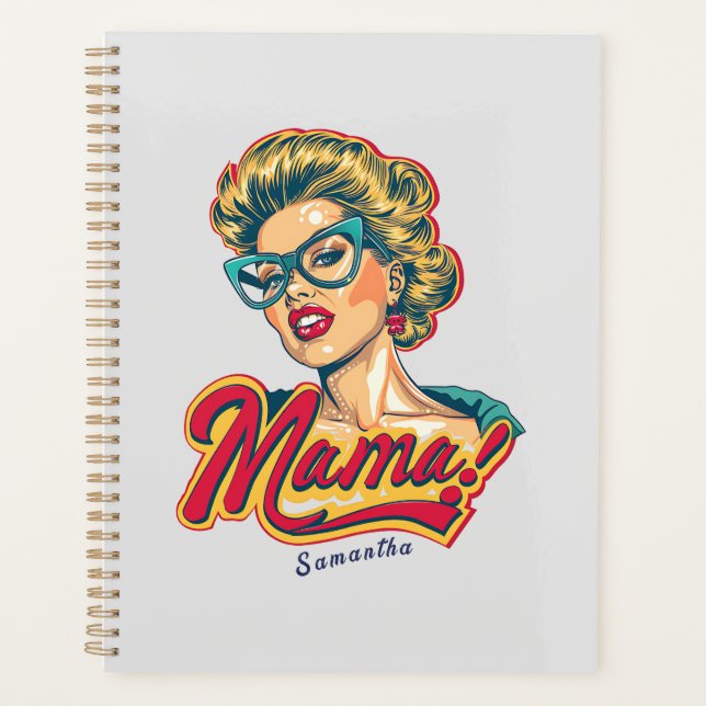 Personalized Retro  Mama Pop Art 2 Planner (Front)