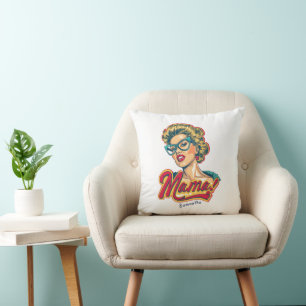Personalized Retro  Mama Pop Art 2 Throw Pillow