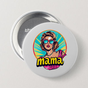 Personalized Retro  Mama Pop Art (3) 3 Inch Round Button