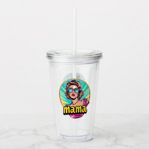 Personalized Retro Mama Pop Art (3) Acrylic Tumbler
