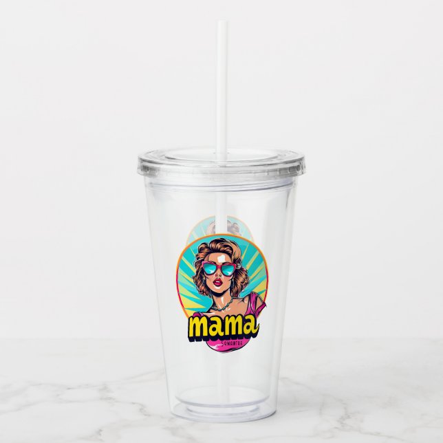 Personalized Retro  Mama Pop Art (3) Acrylic Tumbler (Front)