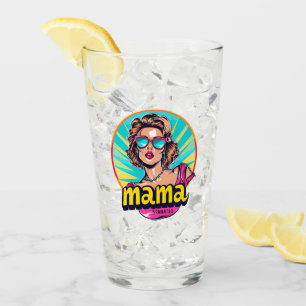 Personalized Retro Mama Pop Art (3) Glass