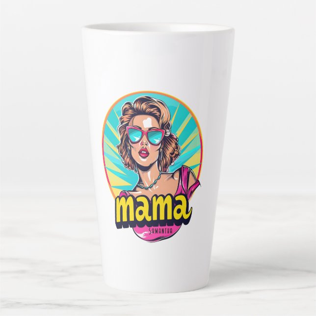 Personalized Retro  Mama Pop Art (3) Latte Mug (Front)