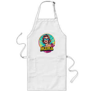 Personalized Retro Mama Pop Art (3) Long Apron