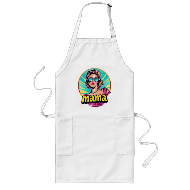 Personalized Retro  Mama Pop Art (3) Long Apron (Front)