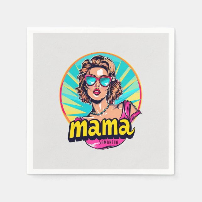 Personalized Retro  Mama Pop Art (3) Napkin (Front)