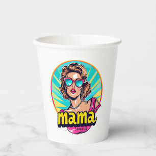 Personalized Retro Mama Pop Art (3) Paper Cups