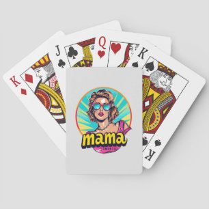 Personalized Retro  Mama Pop Art (3) Playing Cards