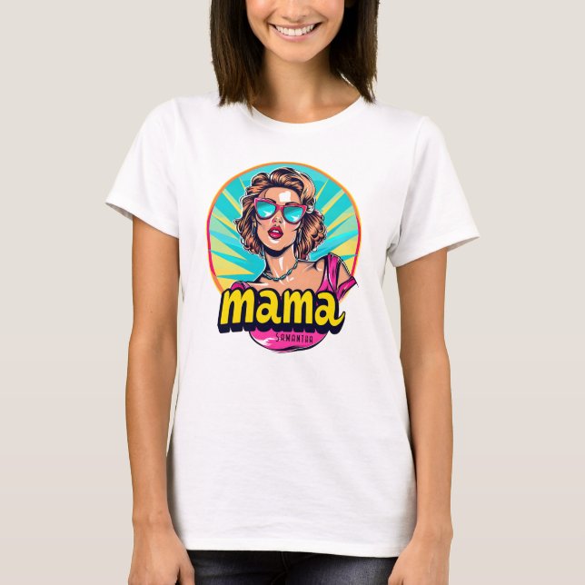 Personalized Retro  Mama Pop Art (3) T-Shirt (Front)