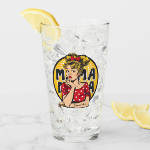 Personalized Retro Mama Pop Art (4) Glass