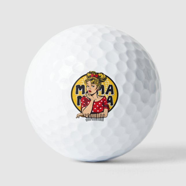 Personalized Retro  Mama Pop Art (4) Golf Balls (Front)