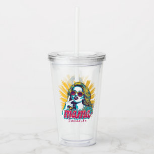 Personalized Retro Mama Pop Art (5) Acrylic Tumbler