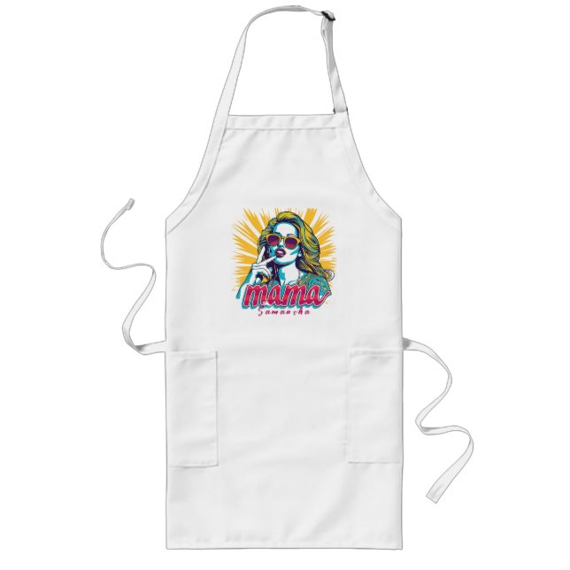 Personalized Retro  Mama Pop Art (5) Long Apron (Front)