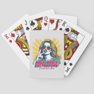 Personalized Retro  Mama Pop Art (5) Playing Cards