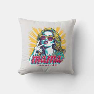 Personalized Retro Mama Pop Art (5) Throw Pillow