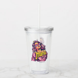 Personalized Retro Mama Pop Art (6) Acrylic Tumbler