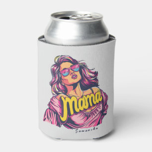 Personalized Retro Mama Pop Art (6) Can Cooler