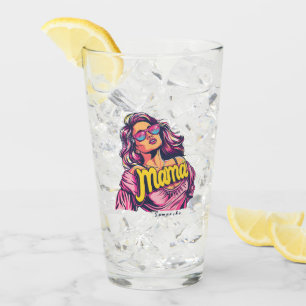 Personalized Retro Mama Pop Art (6) Glass