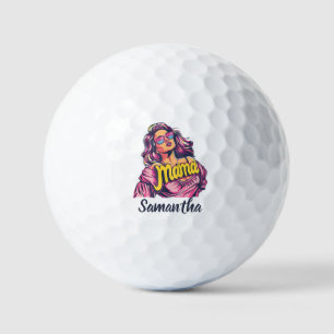 Personalized Retro  Mama Pop Art (6) Golf Balls
