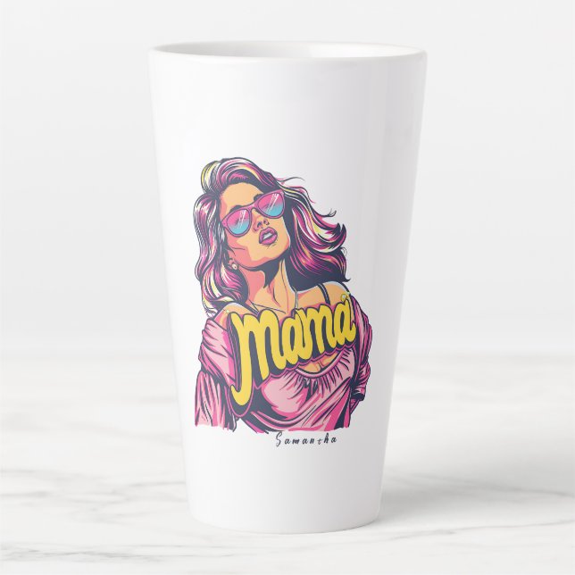Personalized Retro  Mama Pop Art (6) Latte Mug (Front)