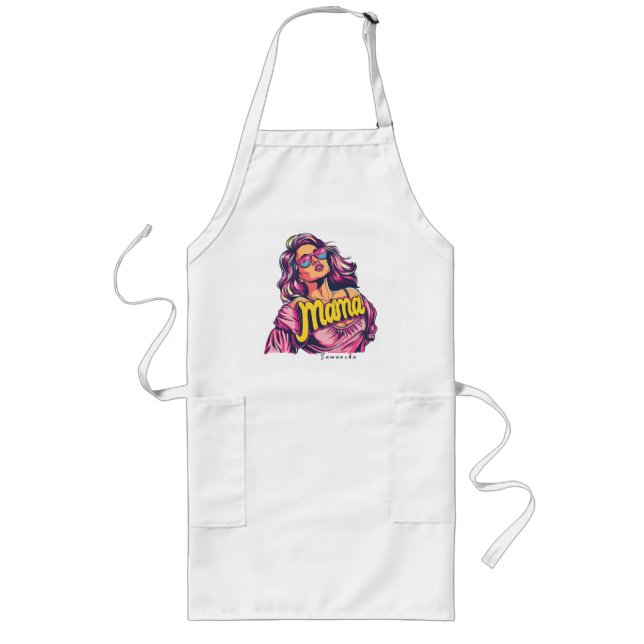 Personalized Retro  Mama Pop Art (6) Long Apron (Front)