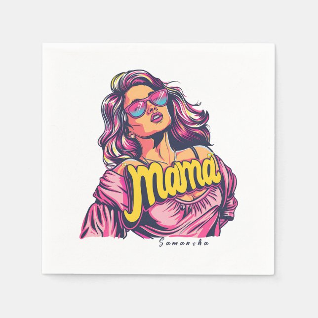 Personalized Retro  Mama Pop Art (6) Napkin (Front)