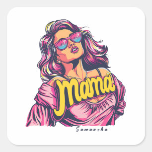 Personalized Retro Mama Pop Art (6) Square Sticker