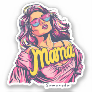 Personalized Retro  Mama Pop Art (6) Sticker
