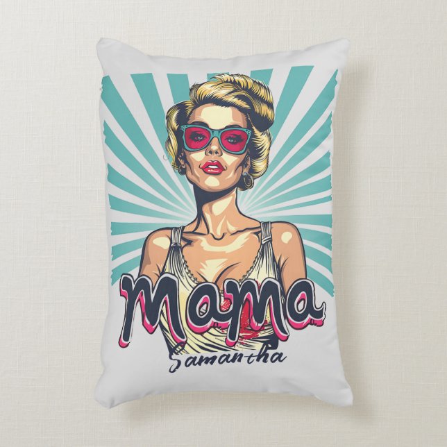 Personalized Retro  Mama Pop Art (7) Accent Pillow (Front(Vertical))