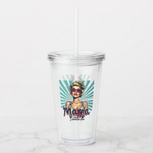 Personalized Retro Mama Pop Art (7) Acrylic Tumbler