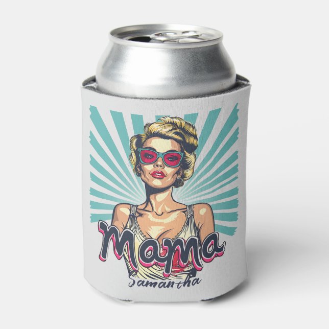 Personalized Retro  Mama Pop Art (7) Can Cooler (Can Front)