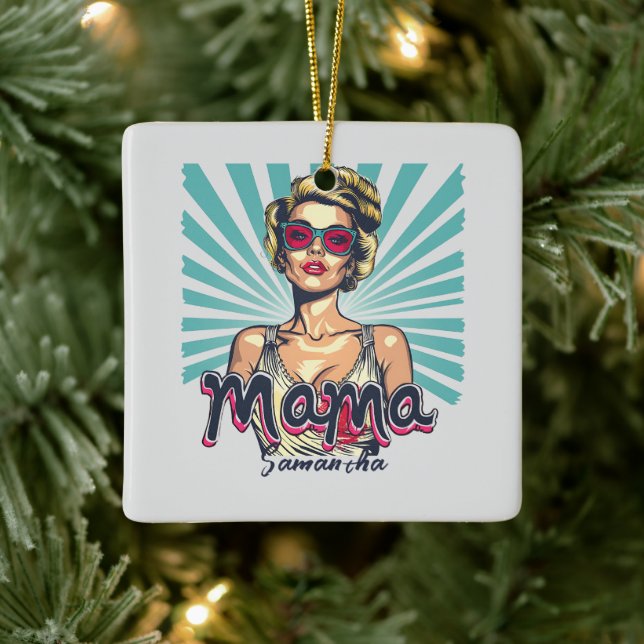Personalized Retro  Mama Pop Art (7) Ceramic Ornament (Tree)