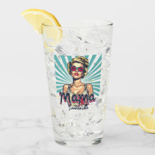 Personalized Retro Mama Pop Art (7) Glass