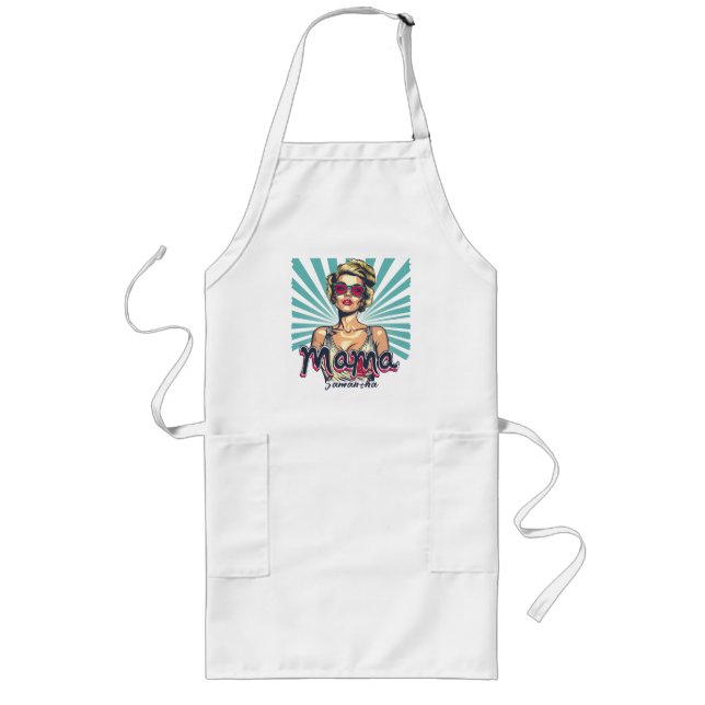 Personalized Retro  Mama Pop Art (7) Long Apron (Front)