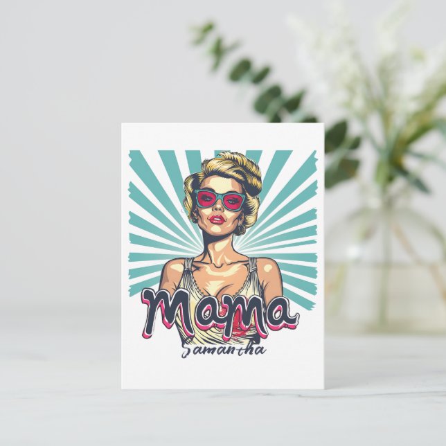Personalized Retro  Mama Pop Art (7) Postcard (Standing Front)