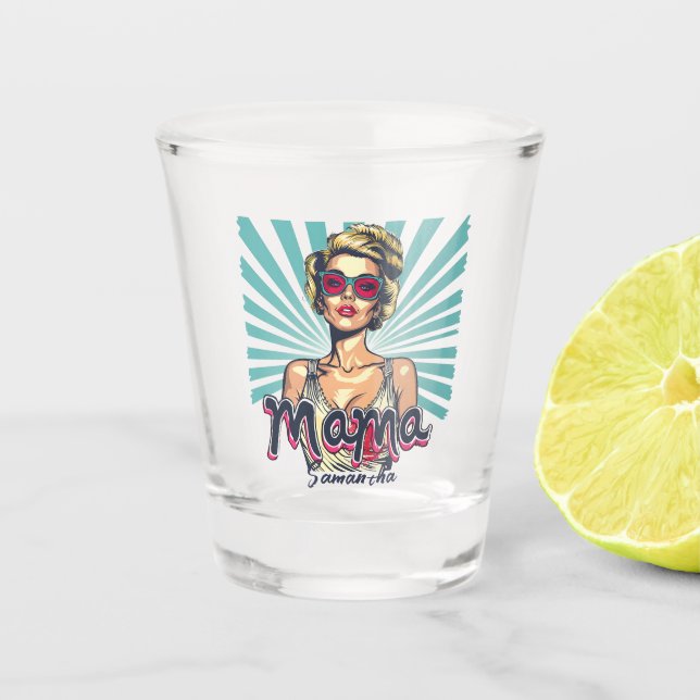 Personalized Retro  Mama Pop Art (7) Shot Glass (Front)