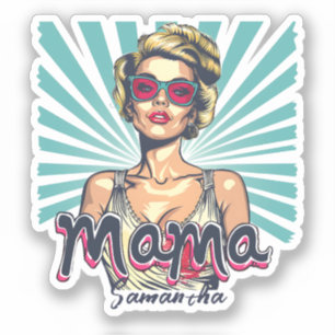 Personalized Retro  Mama Pop Art (7) Sticker