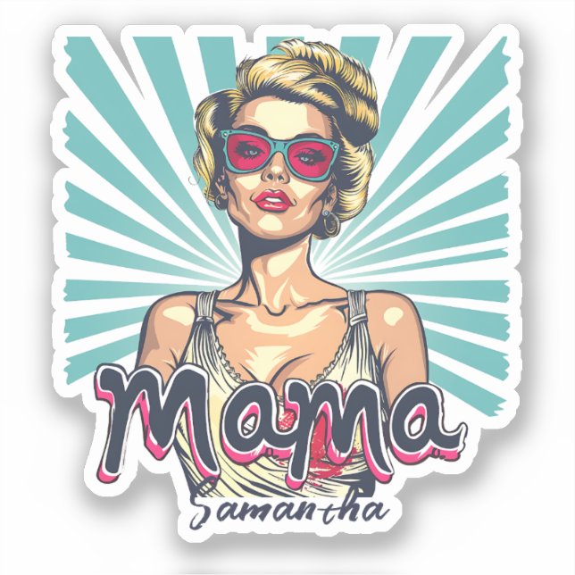 Personalized Retro  Mama Pop Art (7) Sticker (Front)
