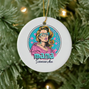 Personalized Retro Mama Pop Art (8) Ceramic Ornament