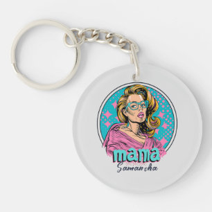 Personalized Retro  Mama Pop Art (8) Keychain
