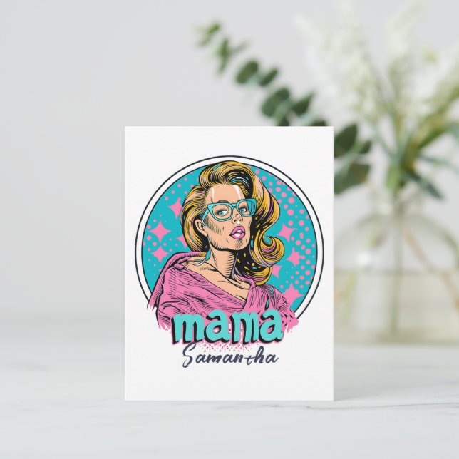 Personalized Retro  Mama Pop Art (8) Postcard (Standing Front)