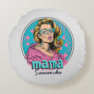 Personalized Retro Mama Pop Art (8) Round Pillow