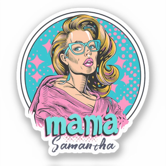 Personalized Retro  Mama Pop Art (8) Sticker (Front)