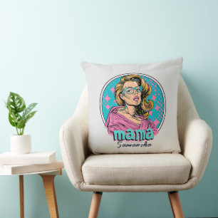 Personalized Retro Mama Pop Art (8) Throw Pillow